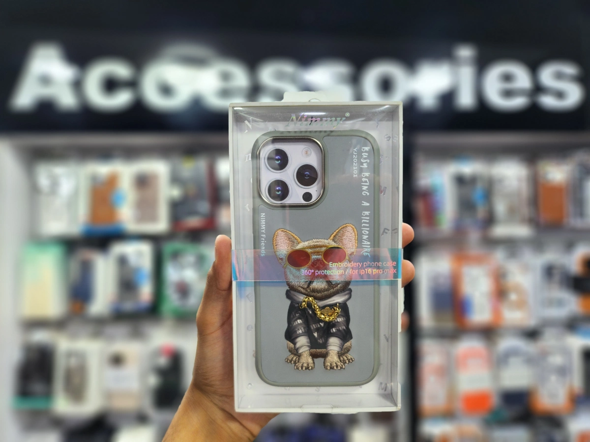 Apple Nimmy French Bulldog Embroidery Case iPhone 16 Pro Max — Box Packed